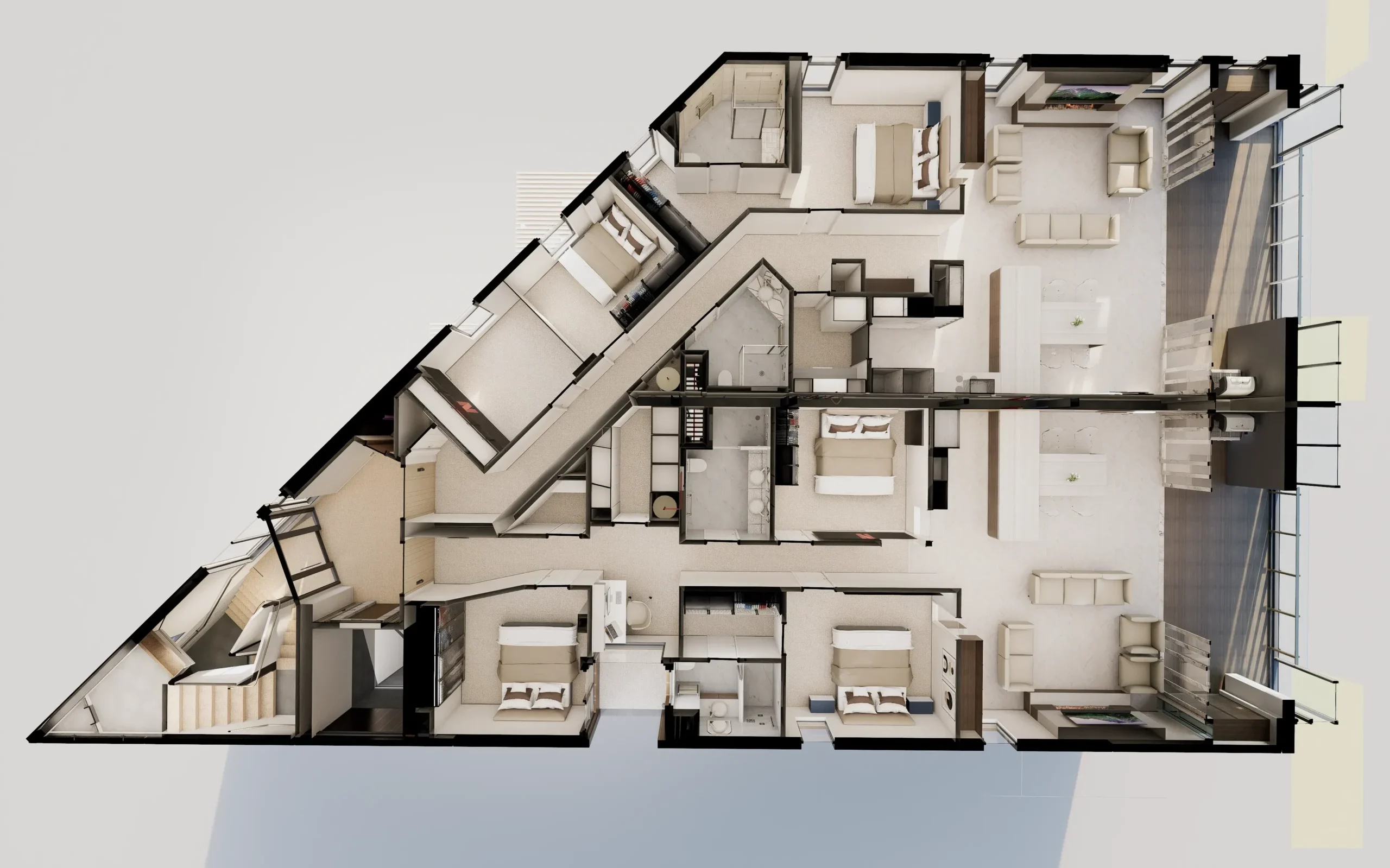 Second & Third Floor-3 Bedroom Apartments